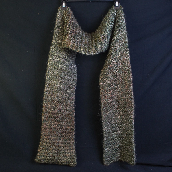 Lot of 2 Warm Crochet Knit Scarves Green Mauve Winter Wraps