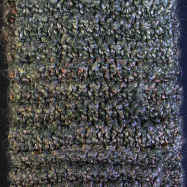 Lot of 2 Warm Crochet Knit Scarves Green Mauve Winter Wraps