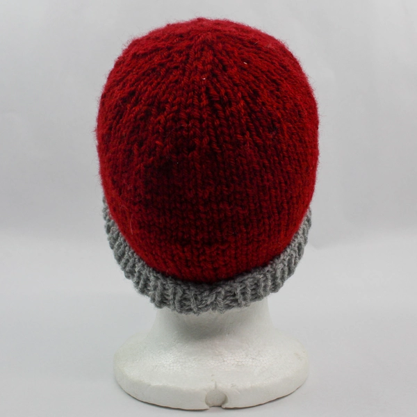 Handmade WSU Beanie Hat Red Gray Crochet Knit Warm One Size Good Condition