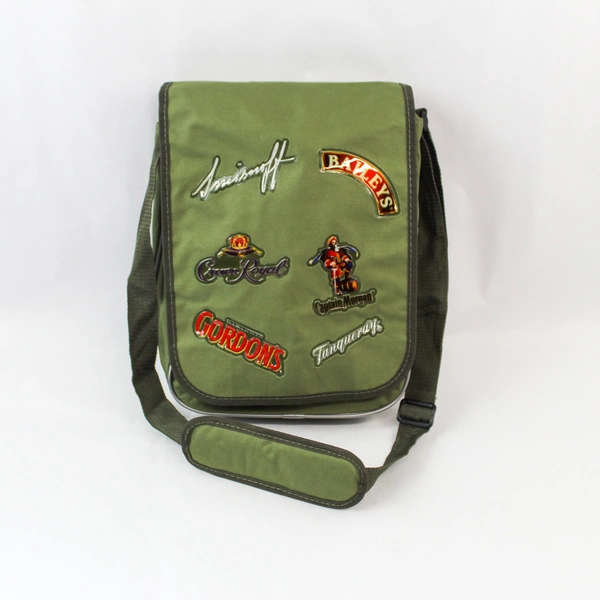 Green Backpack with Captain Morgan, Crown Royal & Smirnoff Logos - 14" Tall