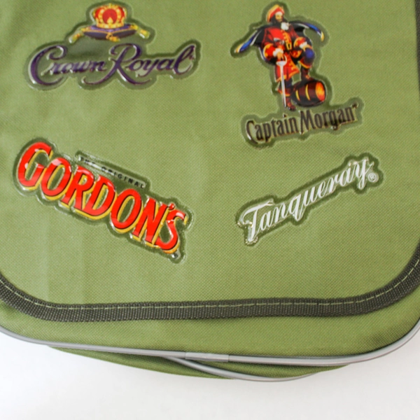 Green Backpack with Captain Morgan, Crown Royal & Smirnoff Logos - 14" Tall