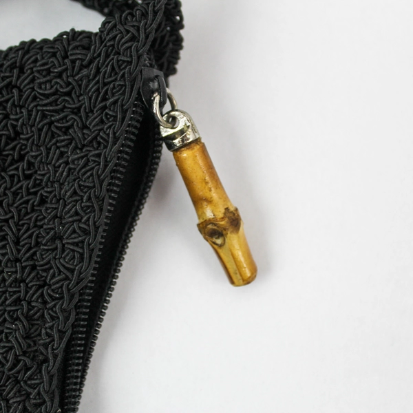 Carol D'Santi Black Crochet Crossbody Handbag Purse Zip Closure Pre-owned