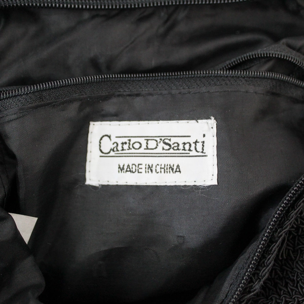 Carol D'Santi Black Crochet Crossbody Handbag Purse Zip Closure Pre-owned