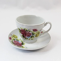 Pre-Owned Decorative Cup & Saucer Set with Floral Design, Tiny Chips