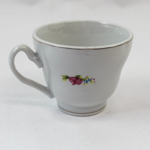 Pre-Owned Decorative Cup & Saucer Set with Floral Design, Tiny Chips