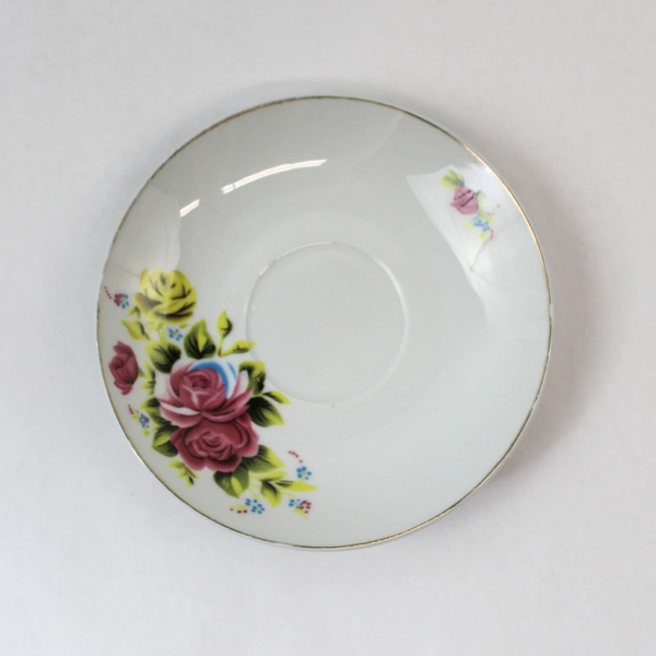 Pre-Owned Decorative Cup & Saucer Set with Floral Design, Tiny Chips