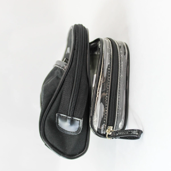 Lot of 2 World Citizen Travel Bags & Toiletry Pouches - Black & Clear