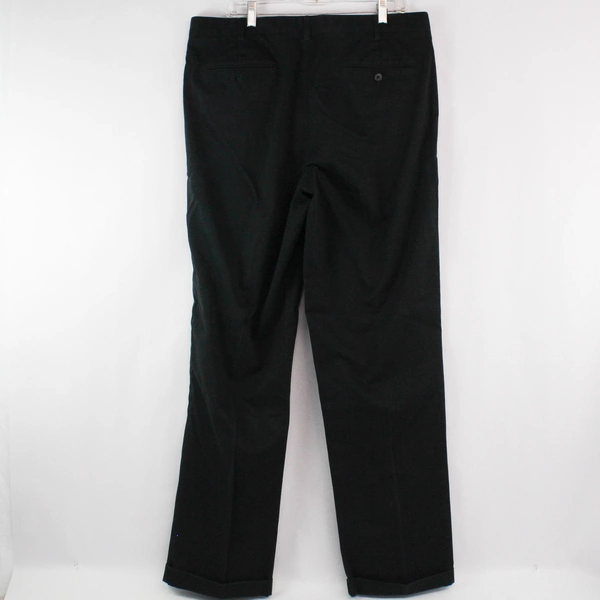 Lands' End Men's Size 37 Black Cuffed Dress Pants - Traditional Fit, Workwear