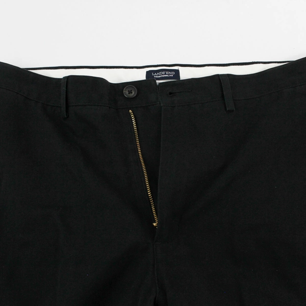 Lands' End Men's Size 37 Black Cuffed Dress Pants - Traditional Fit, Workwear