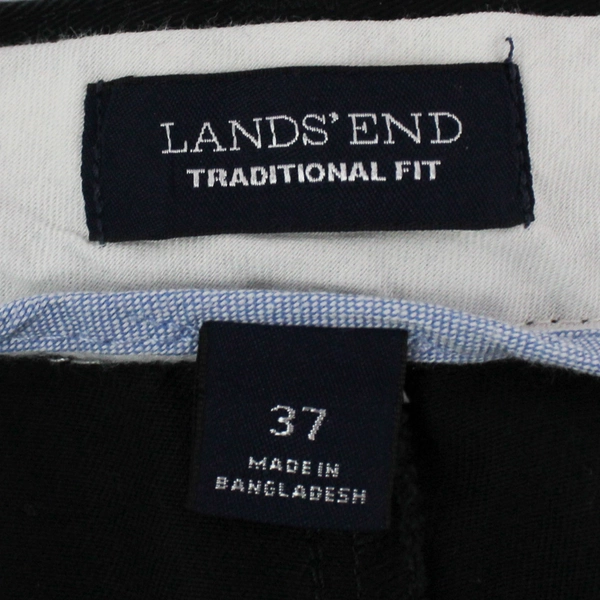 Lands' End Men's Size 37 Black Cuffed Dress Pants - Traditional Fit, Workwear