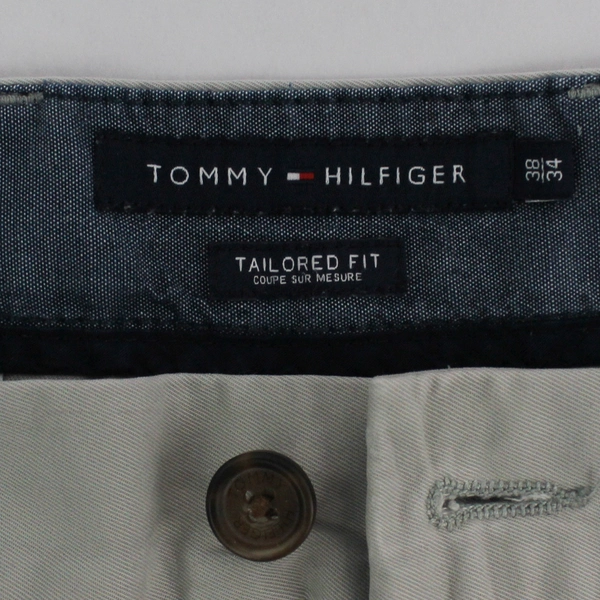 Tommy Hilfiger Men's Tailored Fit Pants 38x34 Beige Casual Belt Loops