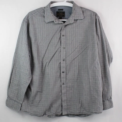 Jos A Bank Men's XXL Gray White Plaid Button Up Long Sleeve Casual Shirt