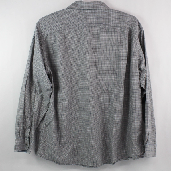 Jos A Bank Men's XXL Gray White Plaid Button Up Long Sleeve Casual Shirt