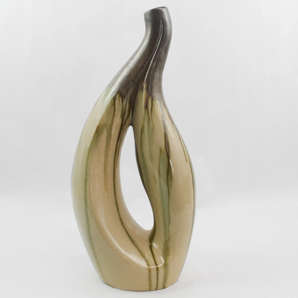 La Dolce Vita JJG Designs 16.5" Reactive Sand Ceramic Vase for Flowers