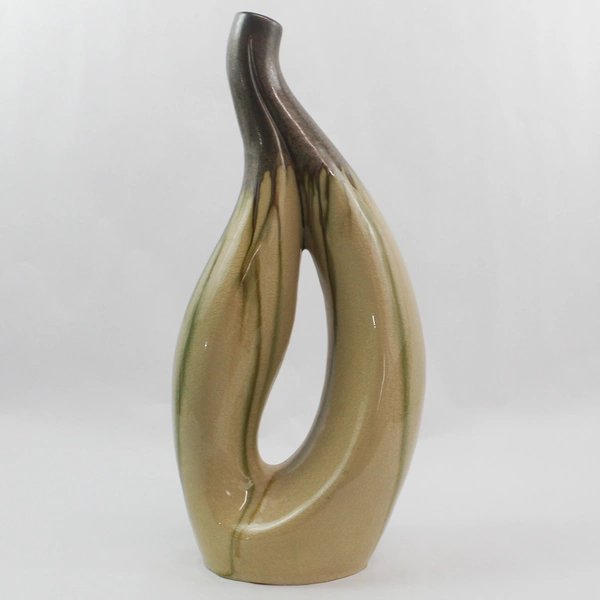 La Dolce Vita JJG Designs 16.5" Reactive Sand Ceramic Vase for Flowers