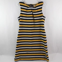 Liz Claiborne Dress Women's Size 12 Sleeveless Black Yellow White Striped Spring