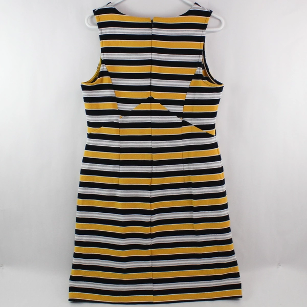 Liz Claiborne Dress Women's Size 12 Sleeveless Black Yellow White Striped Spring