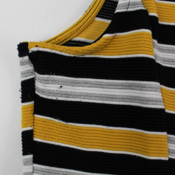 Liz Claiborne Dress Women's Size 12 Sleeveless Black Yellow White Striped Spring