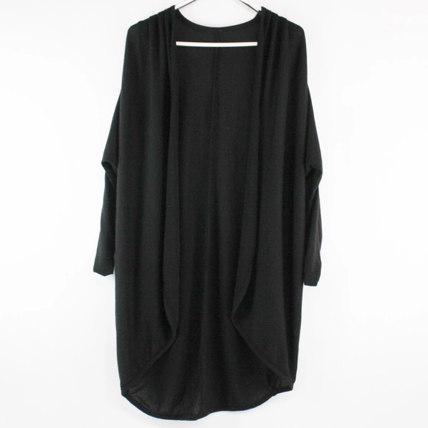 Nymphe Cardigan Sweater Women's Size Small Black Open Front Short Sleeves