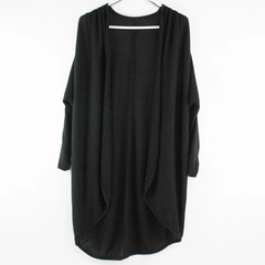 Nymphe Cardigan Sweater Women's Size Small Black Open Front Short Sleeves