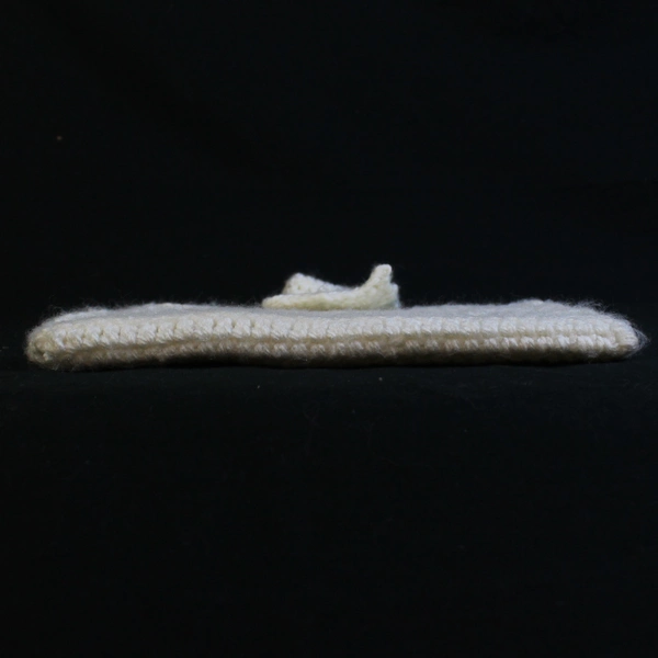 Handmade Knit Crochet Tote Bag Purse White One Handle Black Heart Button Closure