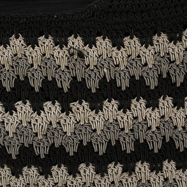 Frankie & Johnnie Crochet Style Shoulder Bag Purse Black Gray Taupe Zip Closure