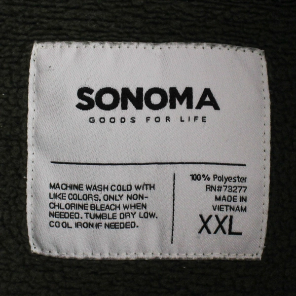 Sonoma Men's Pullover Fleece Green Black XXL Long Sleeve Pockets Pre-owned