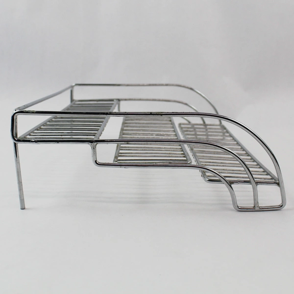 Lot of 2 Metal Wire Kitchen Storage Racks - 3-Tier & Round, Pre-Owned