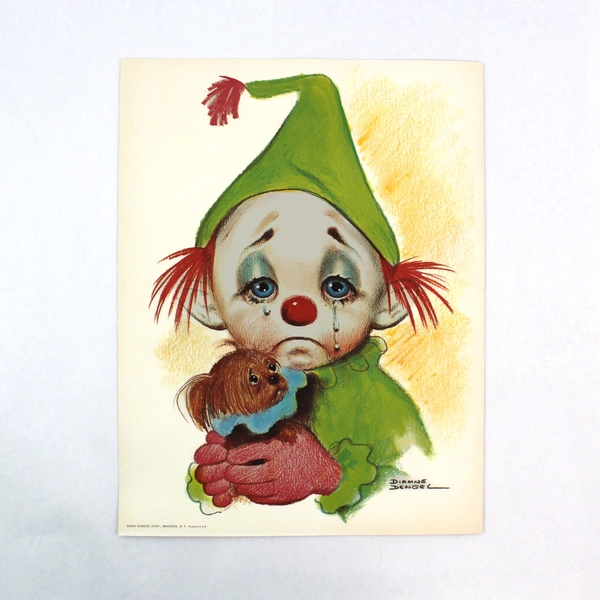 Dianne Dengel 1965 Kordite Corp Set of 4 Clown Art Prints 11x14 Collectible