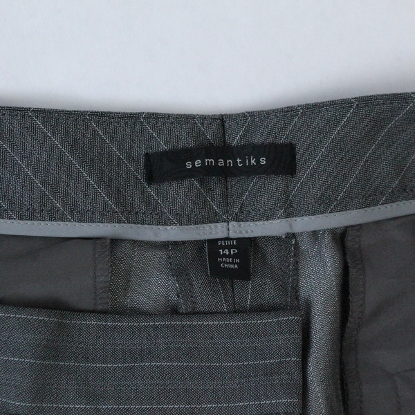 Semantiks Women's Size 14P Dress Slacks Gray Pinstripe - New with Tags