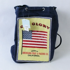 Sling Old Glory Americana Fruit & Packing Blue Jean Tote Bag US Flag Sequins NWT