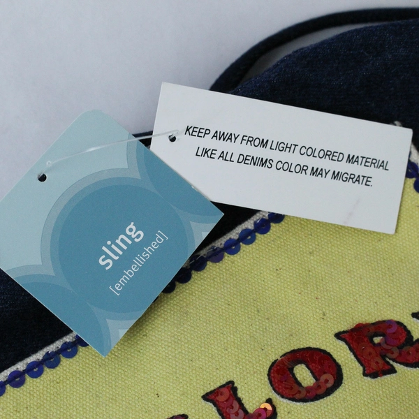 Sling Old Glory Americana Fruit & Packing Blue Jean Tote Bag US Flag Sequins NWT