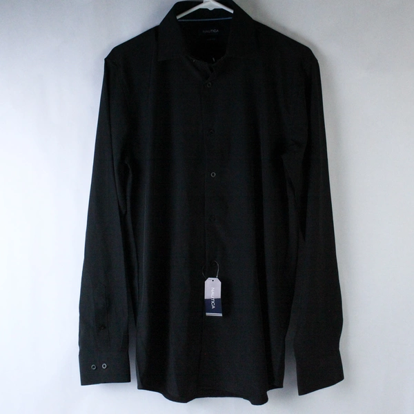 Nautica Slim Fit Men's Shirt M 34/35 Black Long Sleeve with Tag