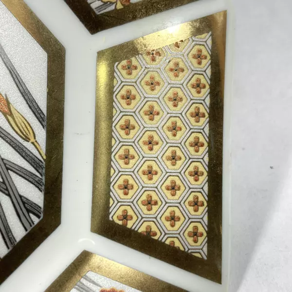 Chokin Brocade Hummingbird & Iris Plate 7.25" Porcelain 24K Gold Trim