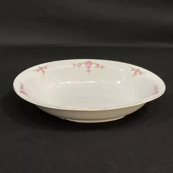 H&C Heinrich Rosalinda Pink Rose Vine Oval Vegetable Bowl 10.25"