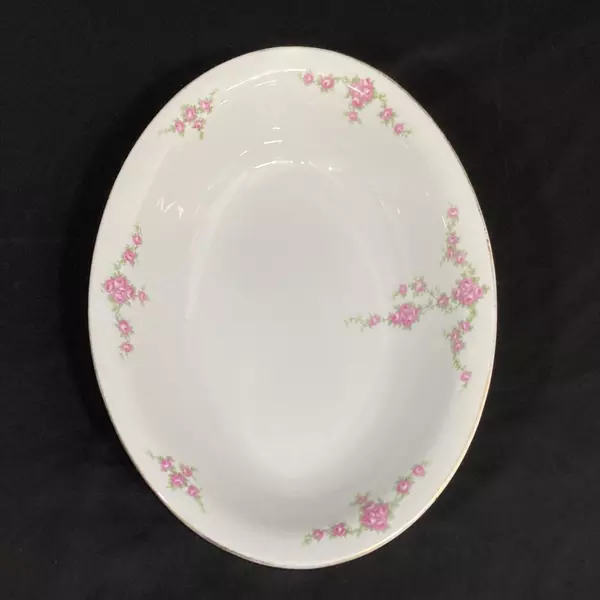 H&C Heinrich Rosalinda Pink Rose Vine Oval Vegetable Bowl 10.25"