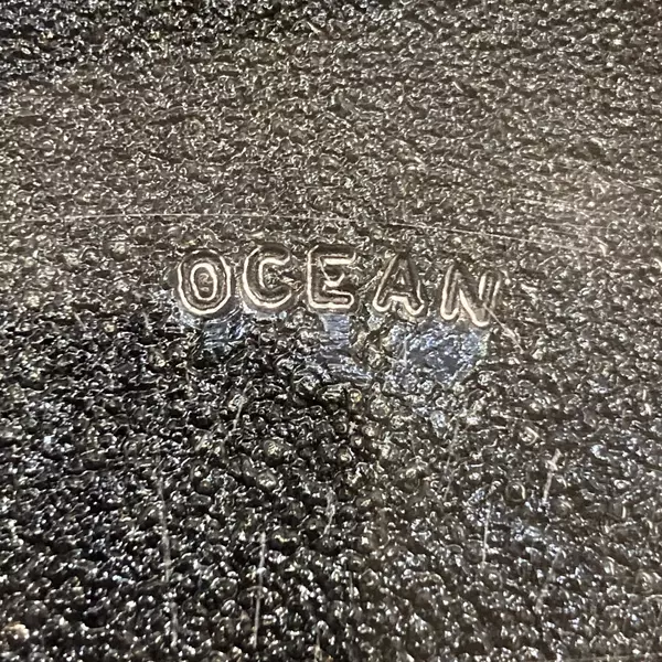 Lot of 6 Ocean Glass Mfg. Salad Plates Clear With Apple Band 7.25 Inch