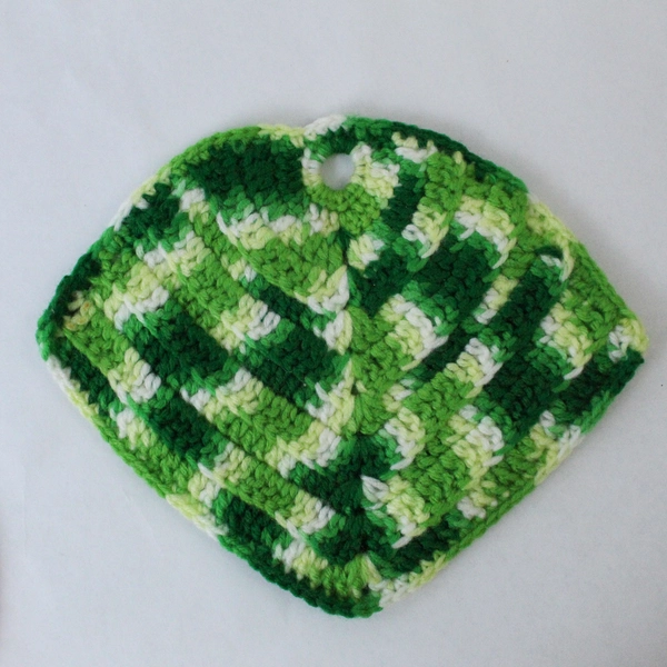 Lot of 2 Vintage Crocheted Pot Holders Hot Pads Green Red Kitchen Decor