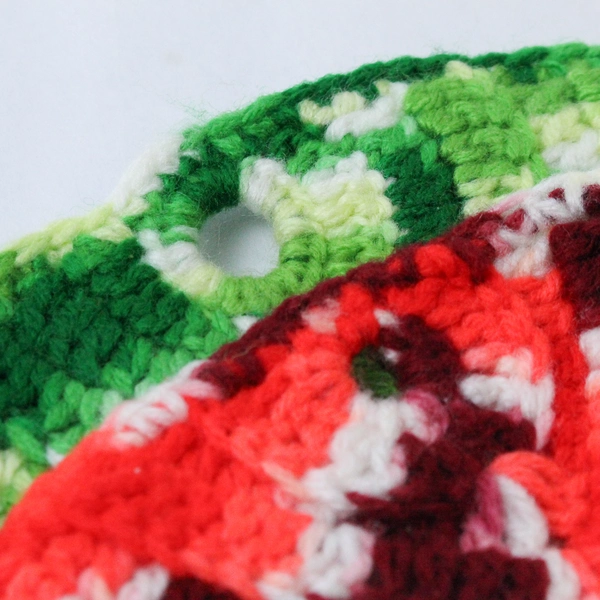 Lot of 2 Vintage Crocheted Pot Holders Hot Pads Green Red Kitchen Decor