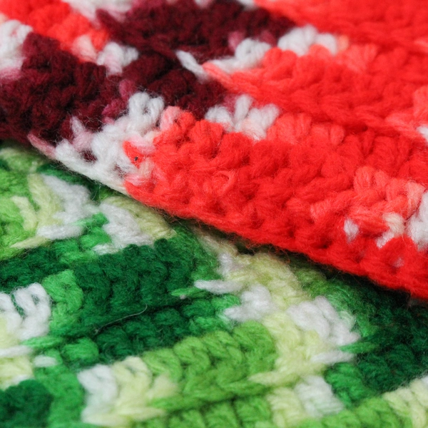 Lot of 2 Vintage Crocheted Pot Holders Hot Pads Green Red Kitchen Decor