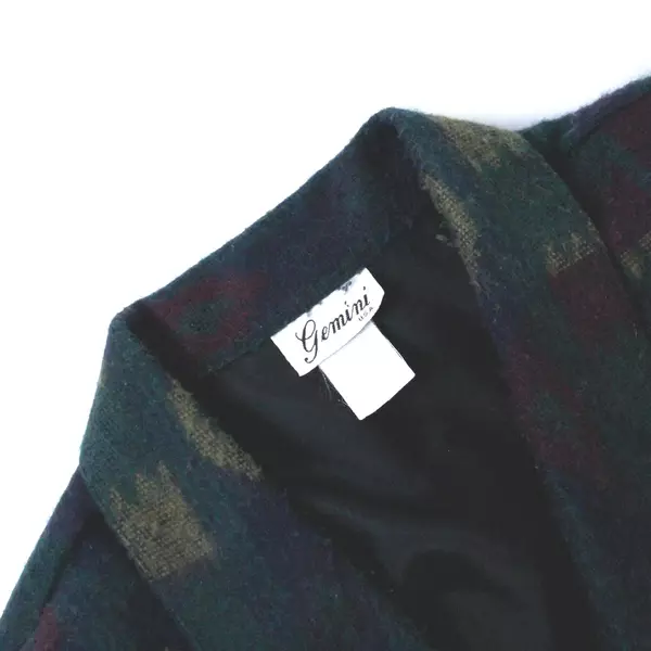 Vintage Gemini Woven Blazer Jacket Green Blue Southwestern 80s Women's Large