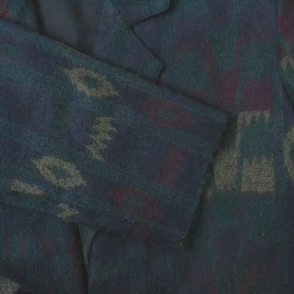 Vintage Gemini Woven Blazer Jacket Green Blue Southwestern 80s Women's Large