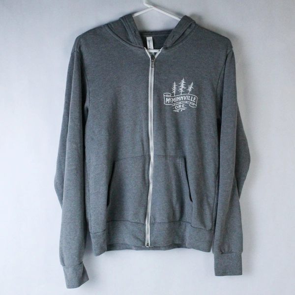 Bella + Canvas Gray Full Zip Hoodie McMinnville OR Women's Size S Pre-owned