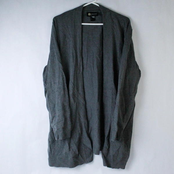 Christine Alexander Plus Size 1X Cardigan Open Front Long Sleeve Gray Stain