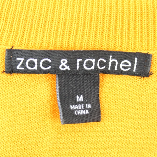 Zac & Rachel Women's Size M Navy Blue Yellow V-Neck Tunic Sweater Pre-Owned