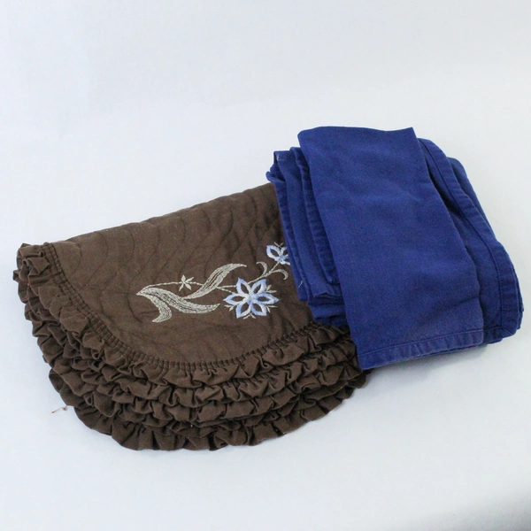 Lot of 4 Dark Blue Cotton Napkins & 3 Vintage Brown Placemat Set