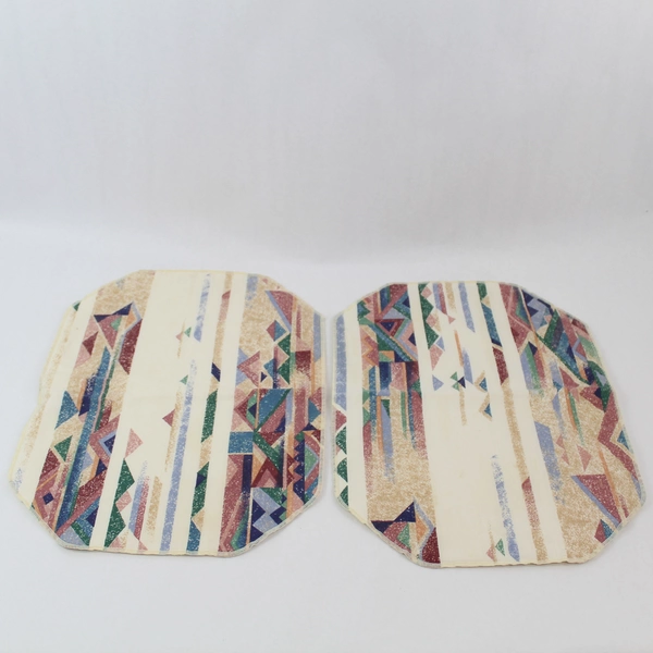 Lot of 2 Southwestern Placemats & 3 Napkins - Cream Blue Burgundy