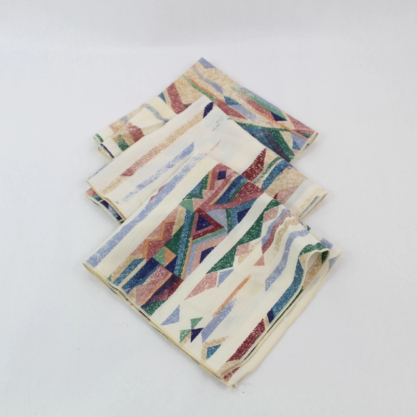 Lot of 2 Southwestern Placemats & 3 Napkins - Cream Blue Burgundy