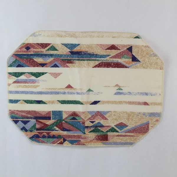 Lot of 2 Southwestern Placemats & 3 Napkins - Cream Blue Burgundy