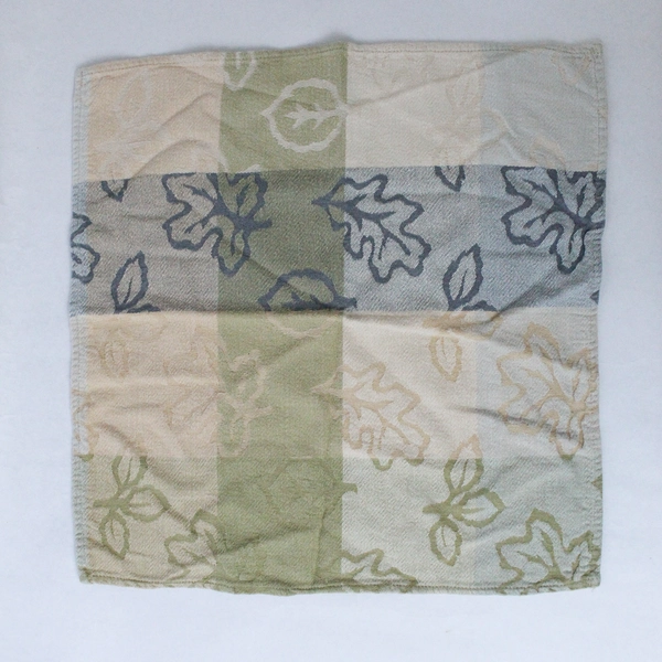 Set of 4 Cloth Napkins Blue Green Yellow Leaves | Dining Home Decor